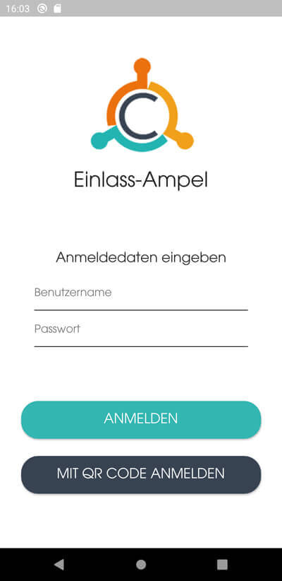 Connfair Einlass-App Screen Login Maske