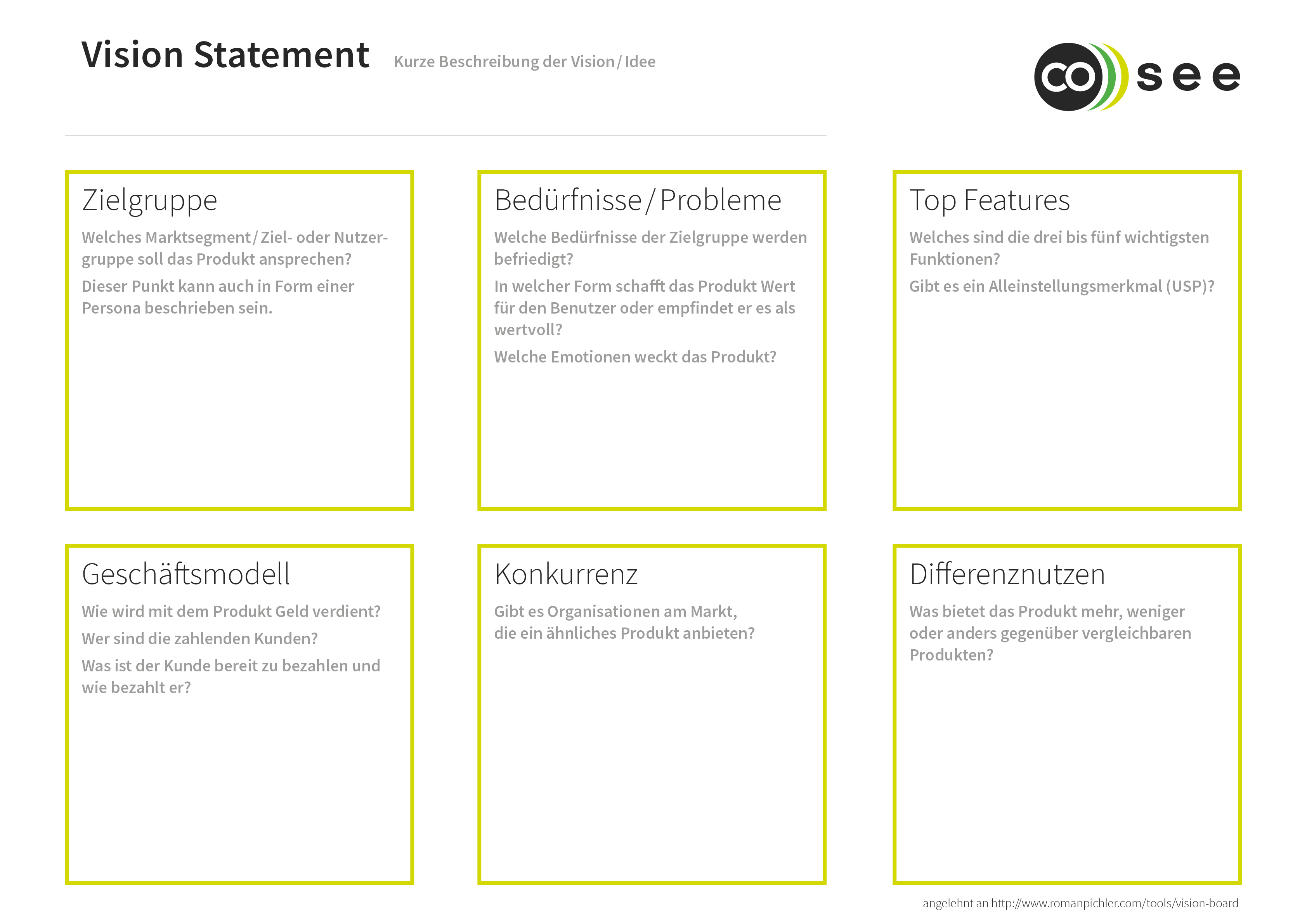 Product Vision Statement Sheet